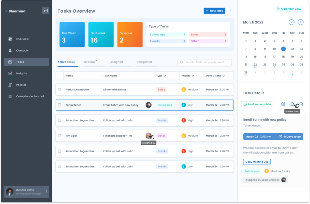 CRM Tasks Dashboard
