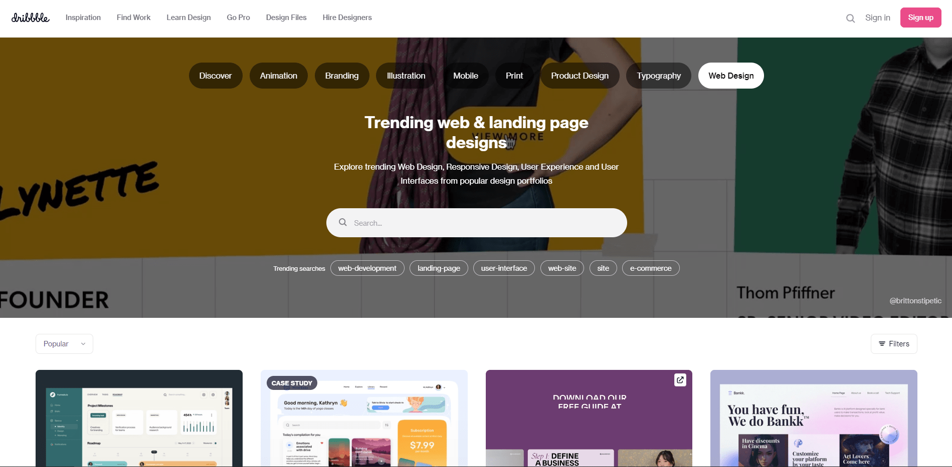 dribble web design inspiration