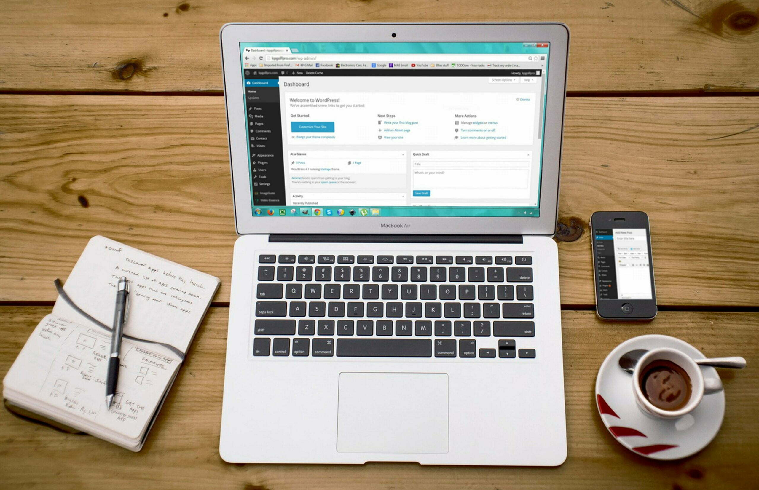 wordpress on laptop