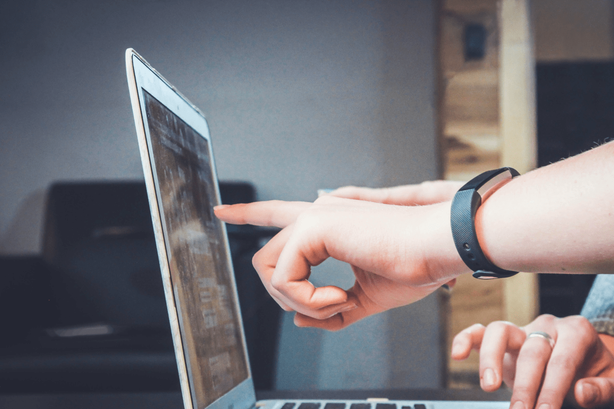 pointing at monitor